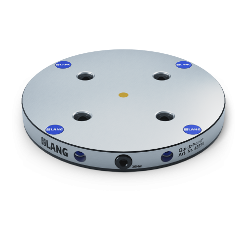 Product image 45890: Quick•Point® 96 Round Plate ø 246 x 27 mm with mounting bores for machine tables with cross slot