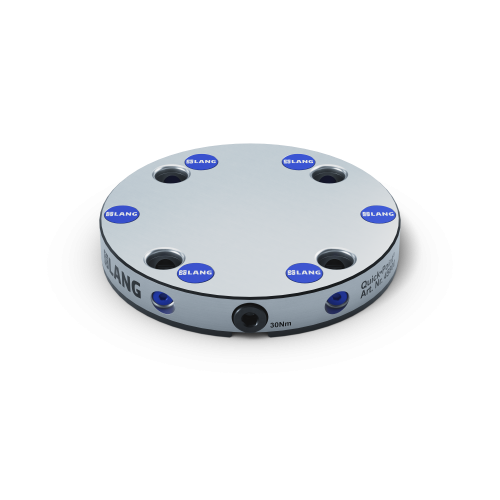 Product image 45800: Quick•Point® 96 Round Plate ø 176 x 27 mm with mounting bores for 63 mm slot distance and 150 mm distance
